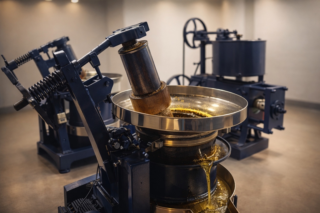 Traditional wood press oil making machine